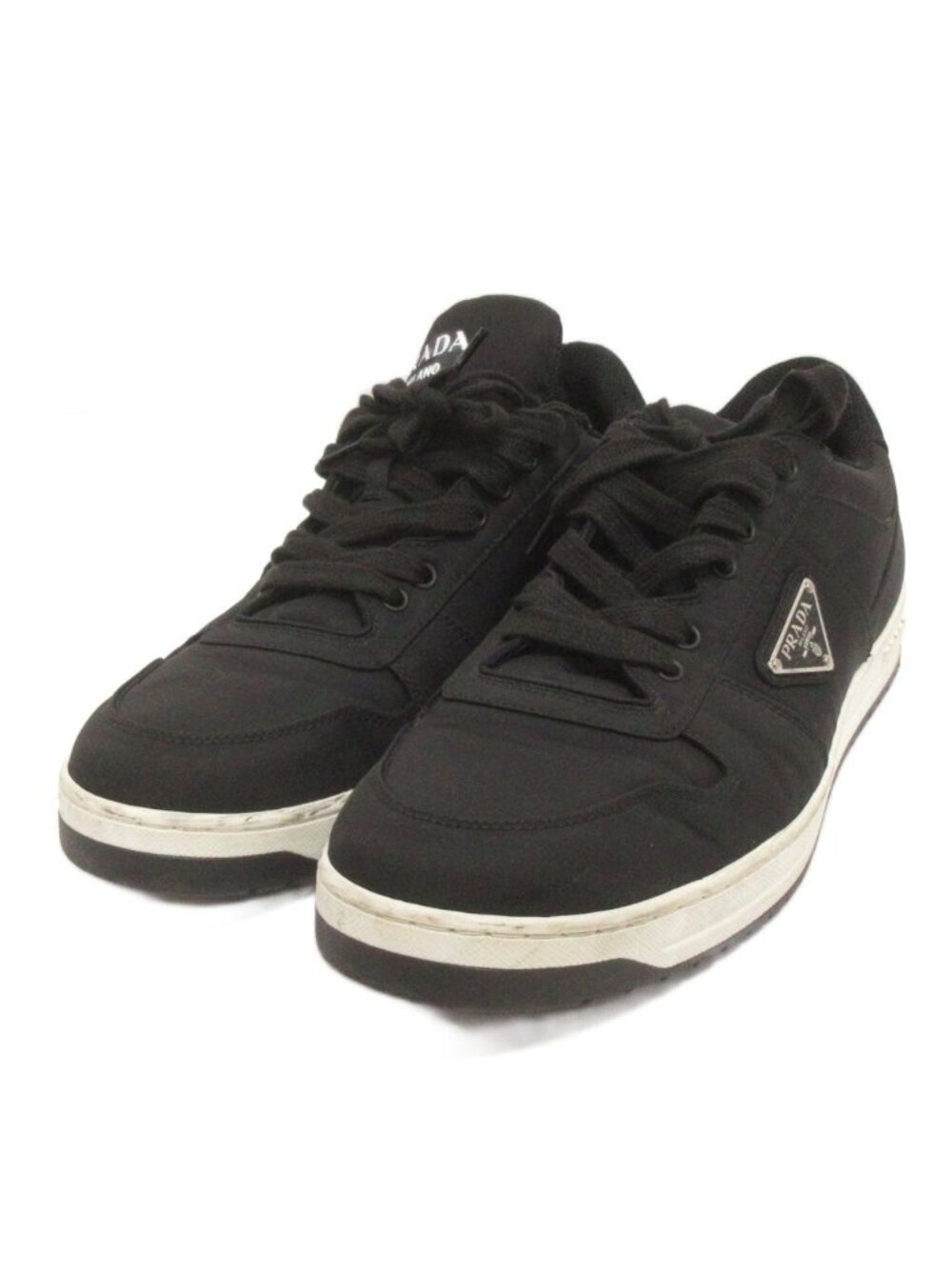 Prada Sneakers Low Cut Triangle Plate Nylon Black